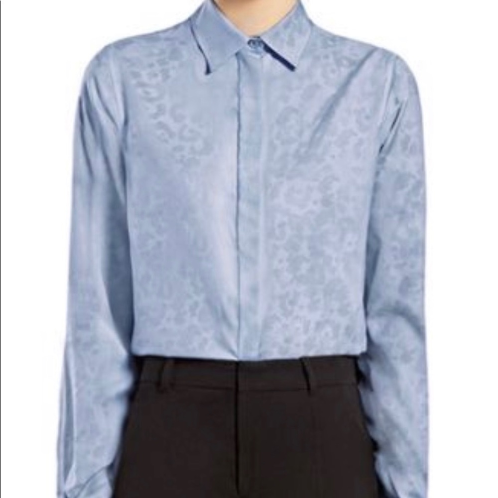 Gucci Women’s Bluish Gray Leopard Print Shirt